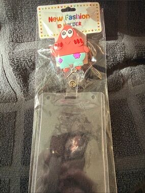 Cute Pink Cartoon ID Badge Reel with Clear Holder